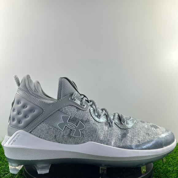 Under Armour Harper 8 Low ST Men Size 12 Gray White Hybrid Baseball Cleats NEW - Picture 1 of 8